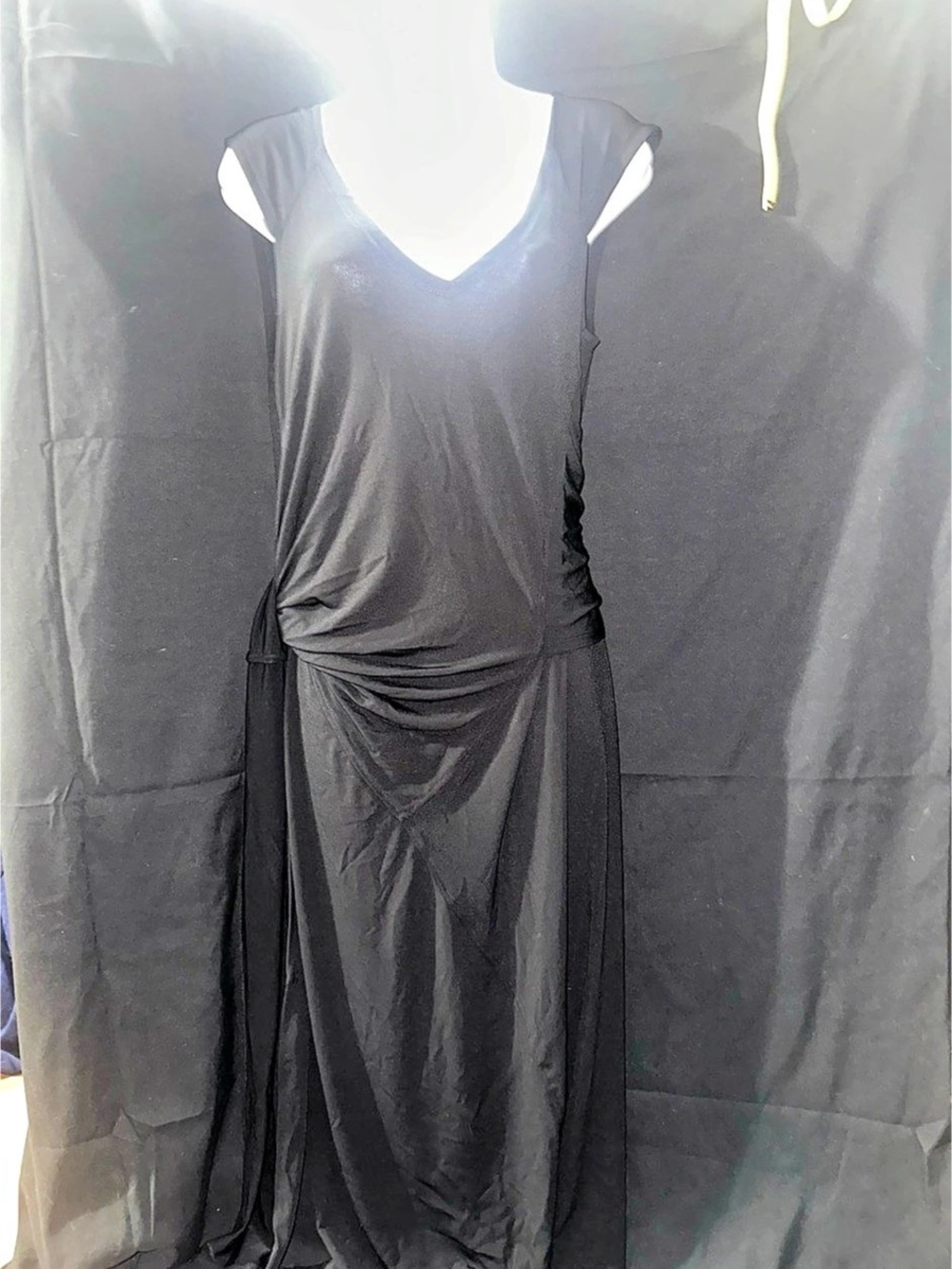 Black Draped Maxi Dress Size Large Like New
